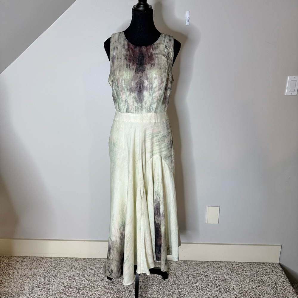 RACHEL ROY Sleeveless Asymmetrical Watercolour Dress Cut Out Zipper Size 10 - Picture 5 of 15
